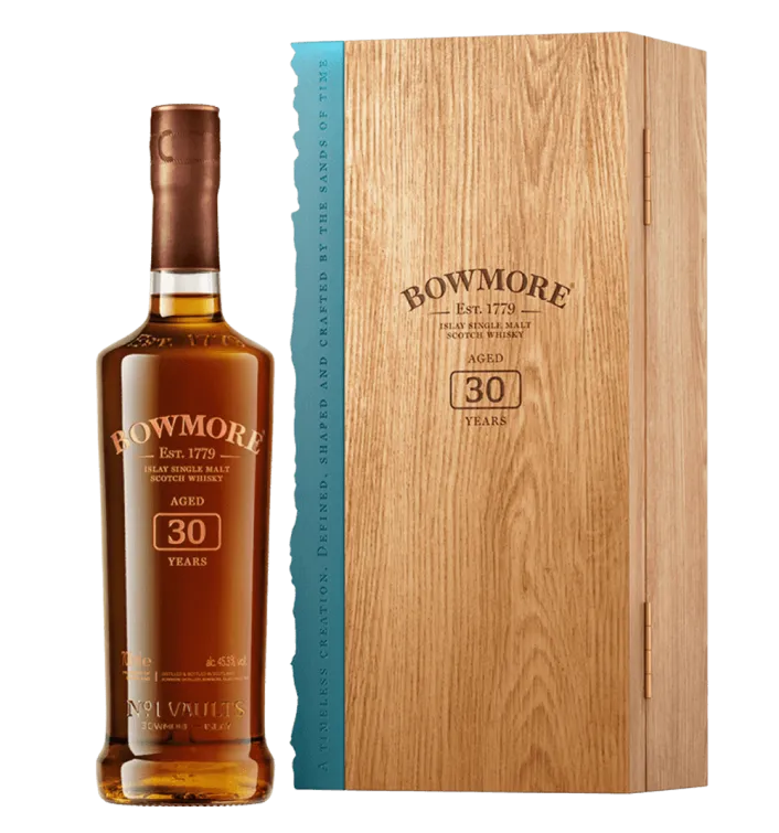 bowmore 30 year old annual release bottle and box