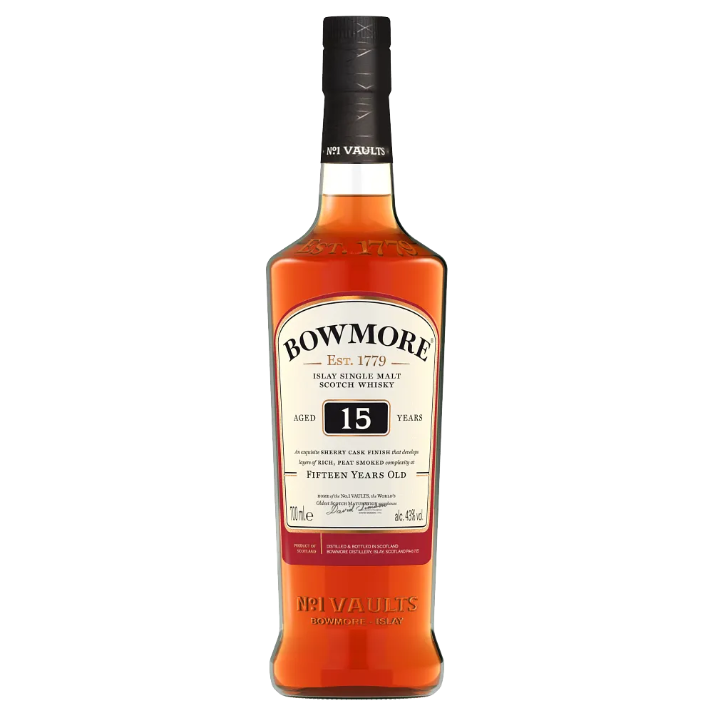 Image of a bottle of Bowmore 15 Year Old bottle