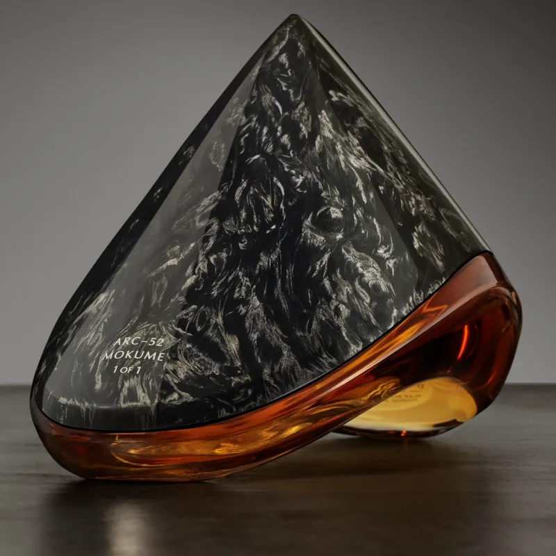 Bowmore Arc 52 year old Mokume edition bottle with Arc 52 Mokume detail