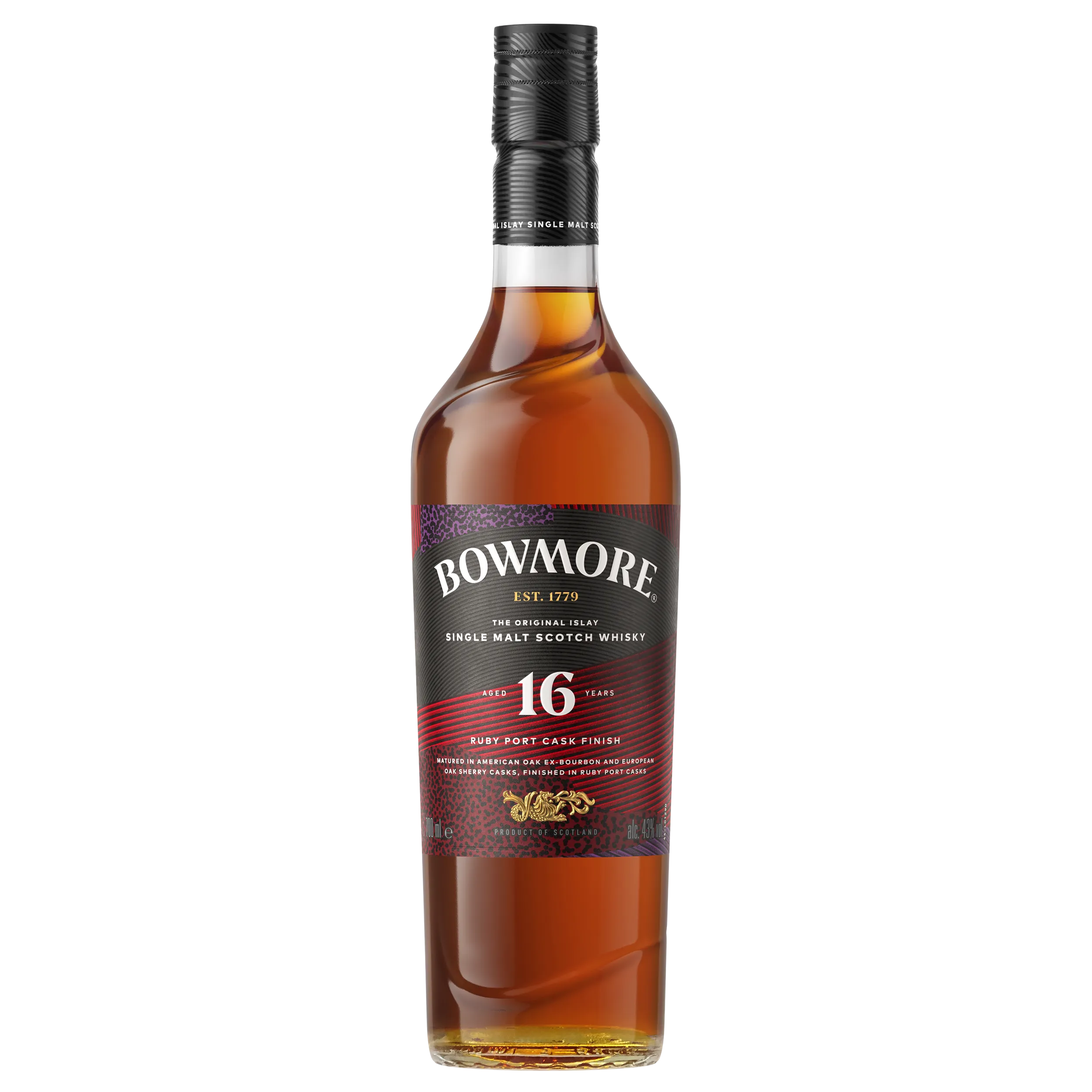 Bowmore 16 year old ruby port cask finish bottle