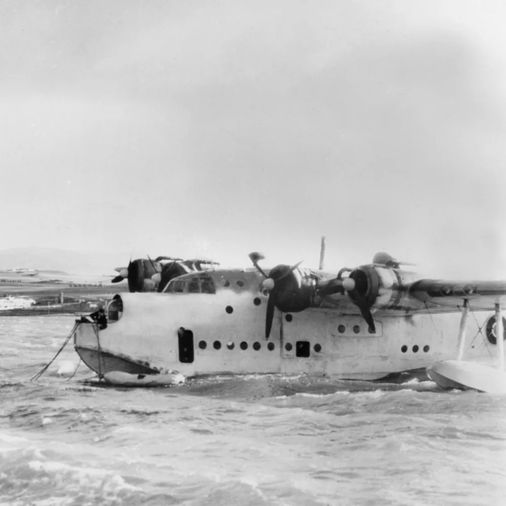 Large seaplane moored at Islay beach.