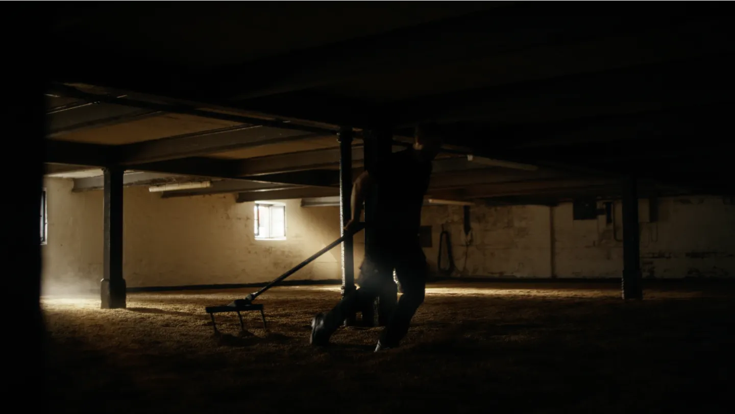 Men in barn