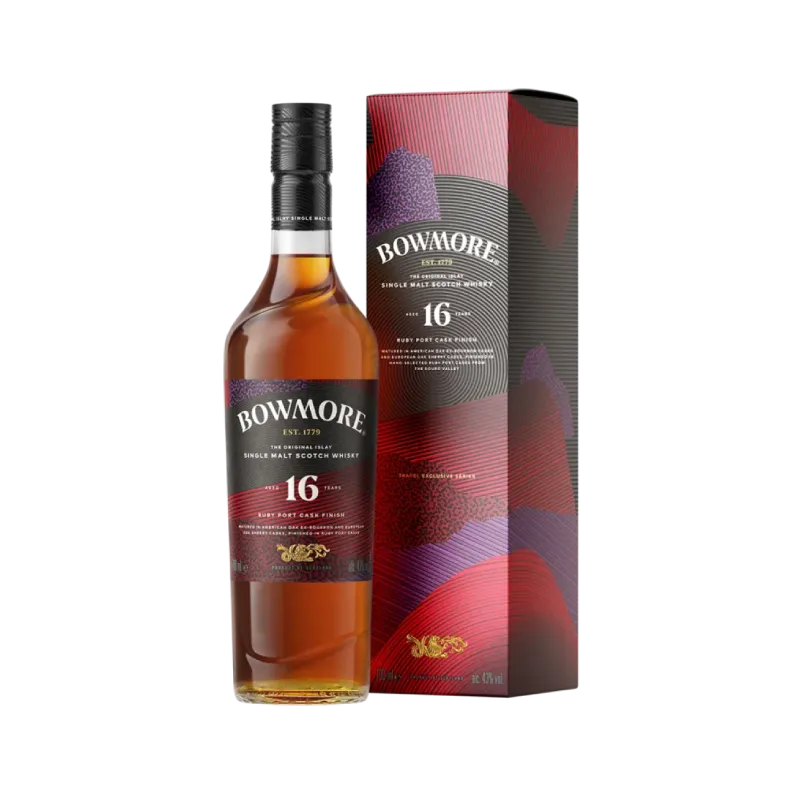 Bowmore 16 year old Ruby port cask finish and box