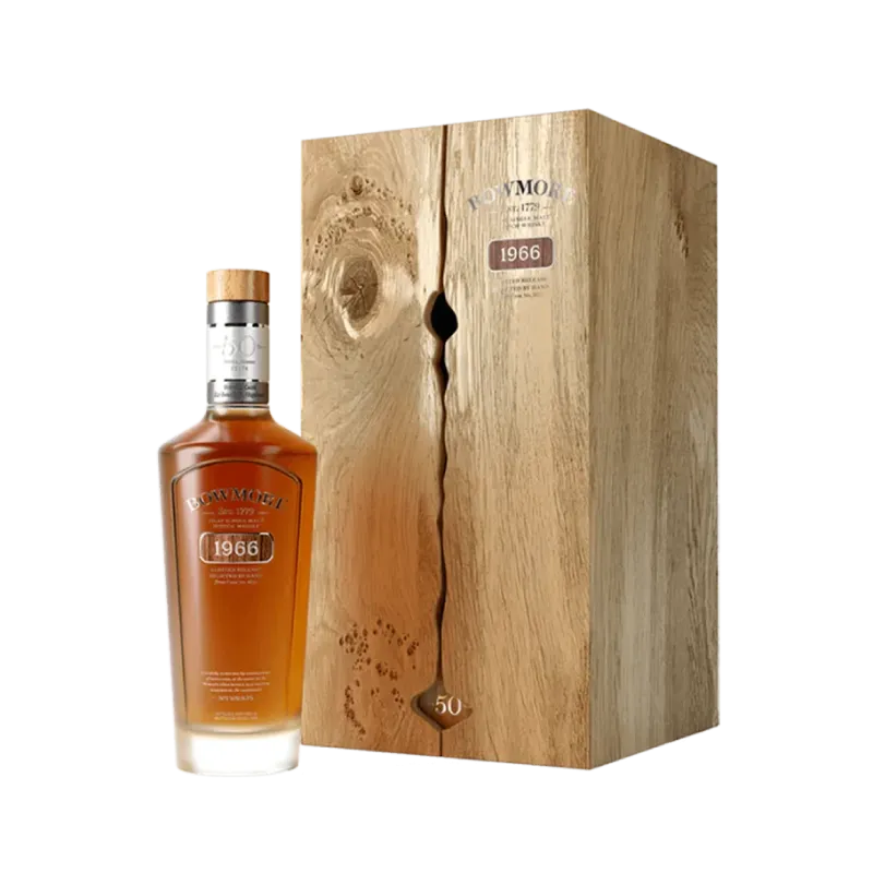 bowmore 1966 vintage bottle and box