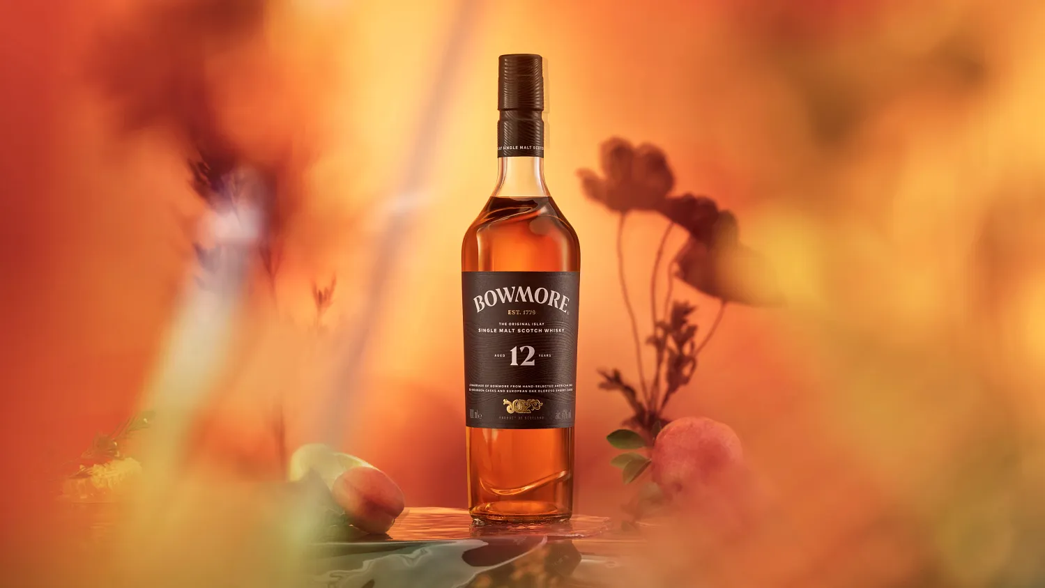 Bowmore 12 Year Old Lifestyle Image with bottle 