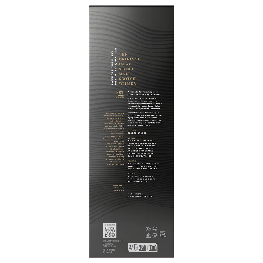 Bowmore 18 Year Old Sherry Oak Cask Box Back