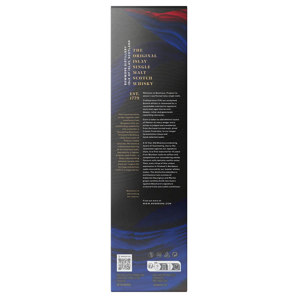 Bowmore 14 Year Old Bordeaux Wine Cask Finish Box Back