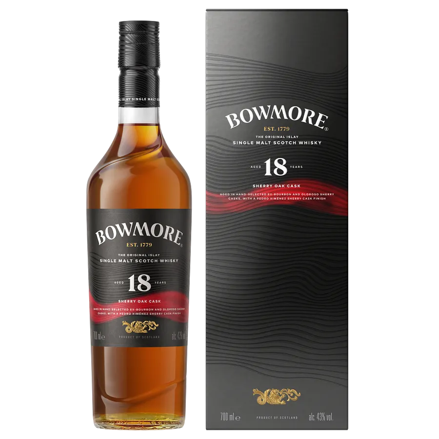 Bowmore 18 Year Old Sherry Oak Cask Bottle and Box