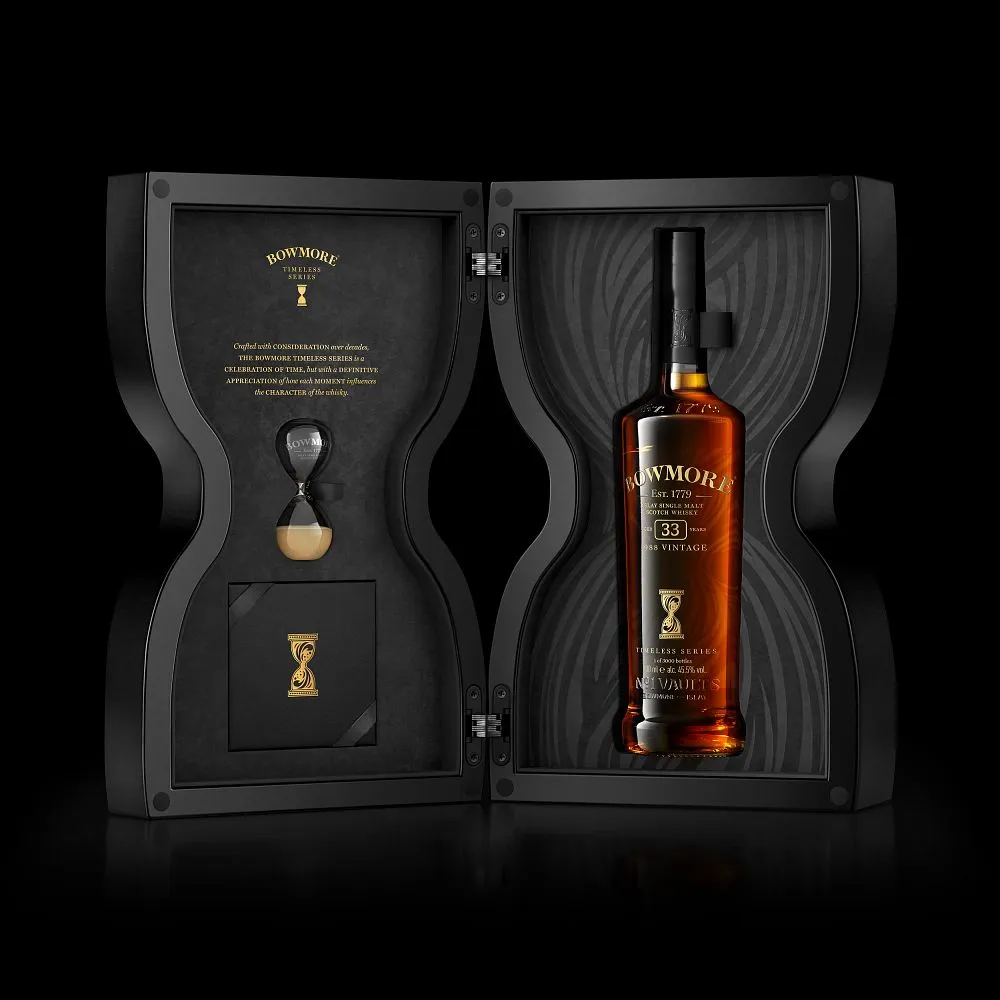 Bowmore Timeless 33 Year Old Bottle and Box